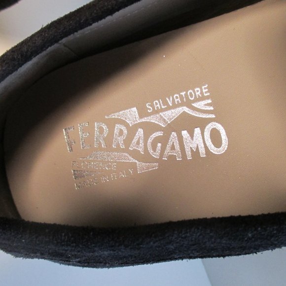 Ferragamo Mens Dark Blue Suede Loafer/Driving Shoes 7 1/2 D New with Box - Picture 4 of 10